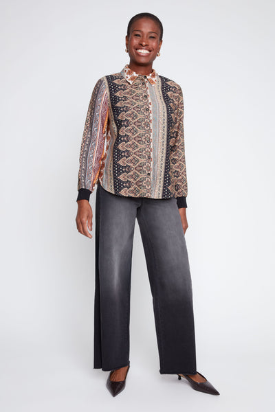 Paisley Stripe Print Blouse