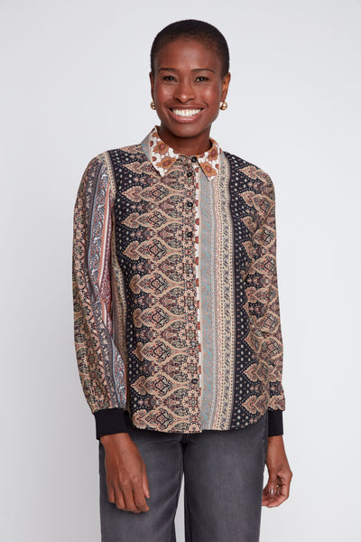 Paisley Stripe Print Blouse