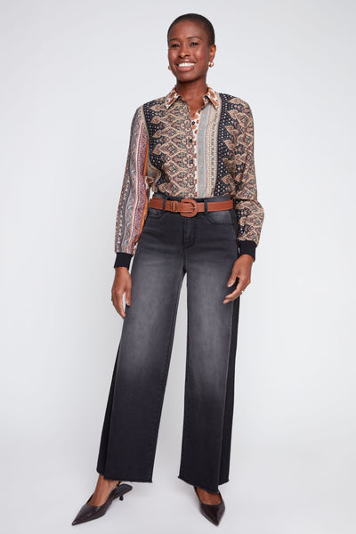 Paisley Stripe Print Blouse