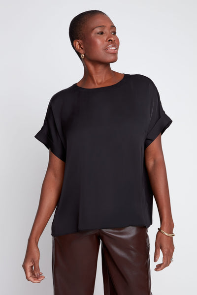 Short Sleeve Sateen Blouse
