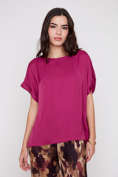 Short Sleeve Sateen Blouse