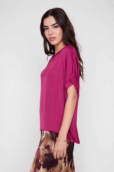 Short Sleeve Sateen Blouse