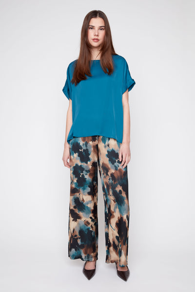Short Sleeve Sateen Blouse