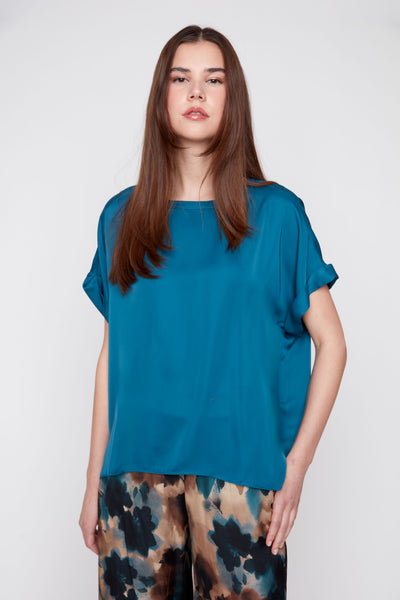 Short Sleeve Sateen Blouse
