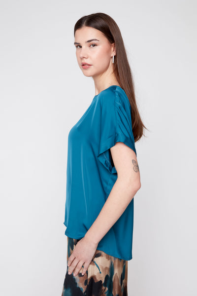 Short Sleeve Sateen Blouse