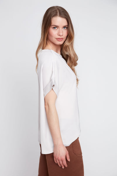 Short Sleeve Sateen Blouse