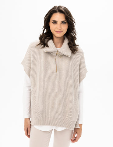 Knit Zipper/Neck Sweater Vest