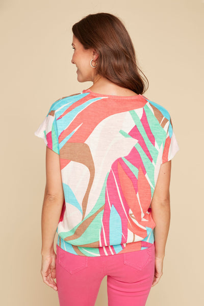 Short Sleeve Print Sweater