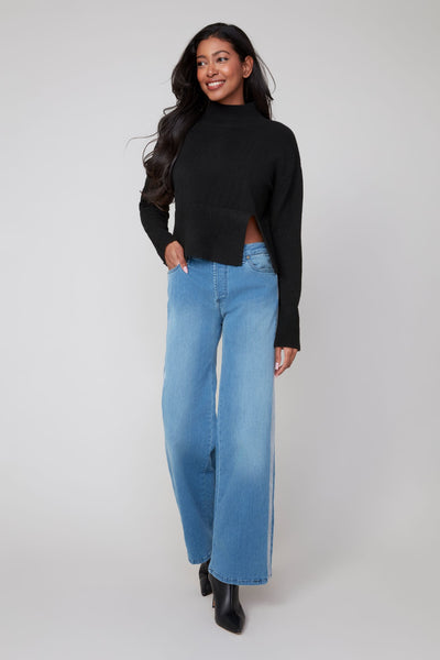 Cropped Wide Leg Denim Pants