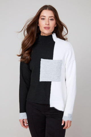 Long Sleeve  Color Block Cashmere Like Sweater