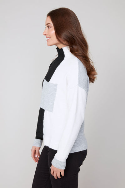 Long Sleeve  Color Block Cashmere Like Sweater