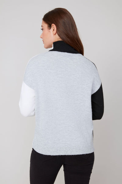 Long Sleeve  Color Block Cashmere Like Sweater