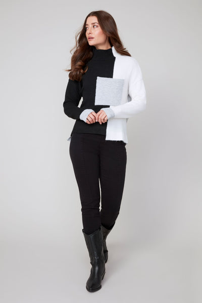 Long Sleeve  Color Block Cashmere Like Sweater