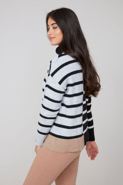Long Sleeve Stripe Cashmere Like Sweater