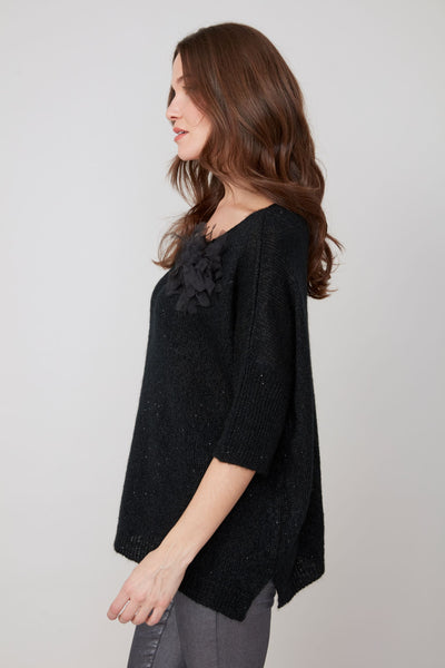 3/4 Sleeve Lurex Sweater