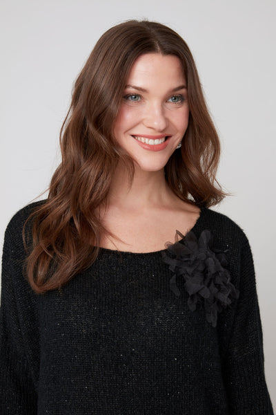 3/4 Sleeve Lurex Sweater