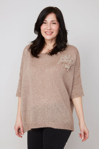 3/4 Sleeve Lurex Sweater