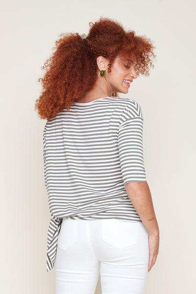 Tie Side Stripe Top