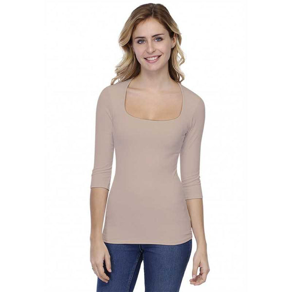 3/4 Sleeve Square Neck Top