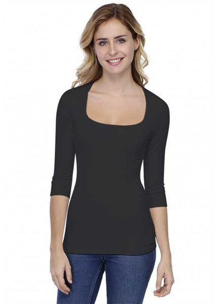 3/4 Sleeve Square Neck Top