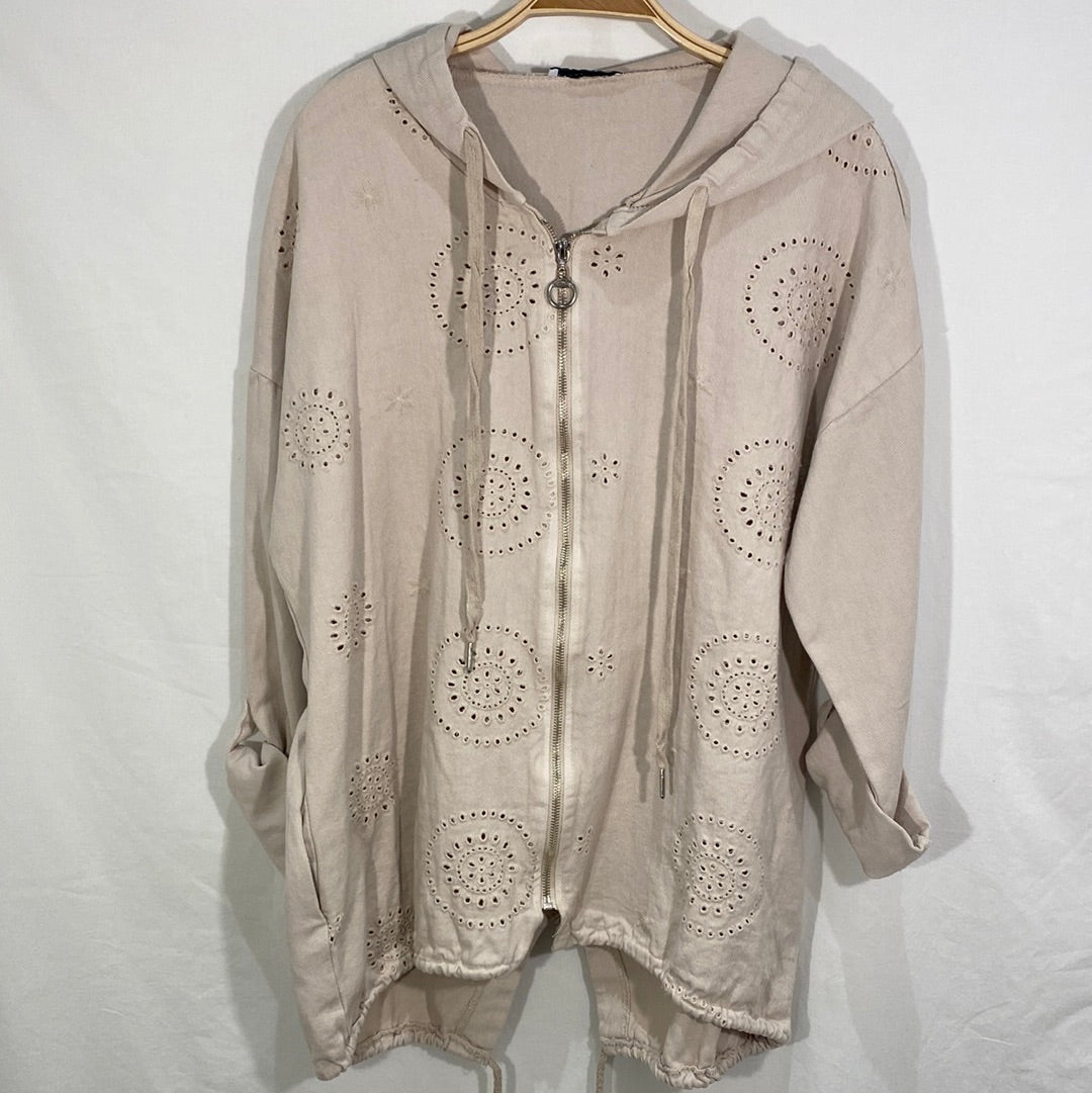 Cotton Zipper Front Hoodie - Italian