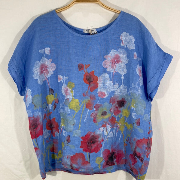 Floral Print Linen Top - Italian