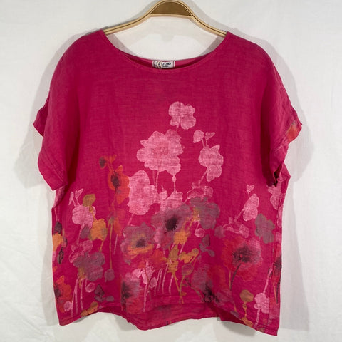 Floral Print Linen Top - Italian