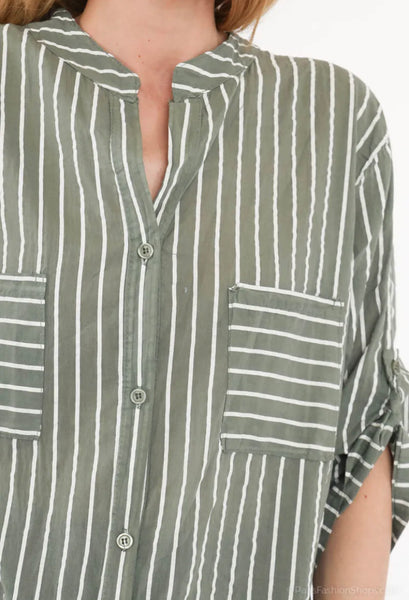 Stripe Cotton Tunic Dress - Italian