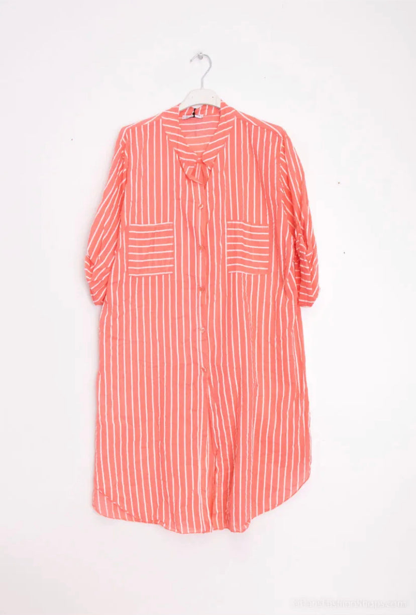 Stripe Cotton Tunic Dress - Italian