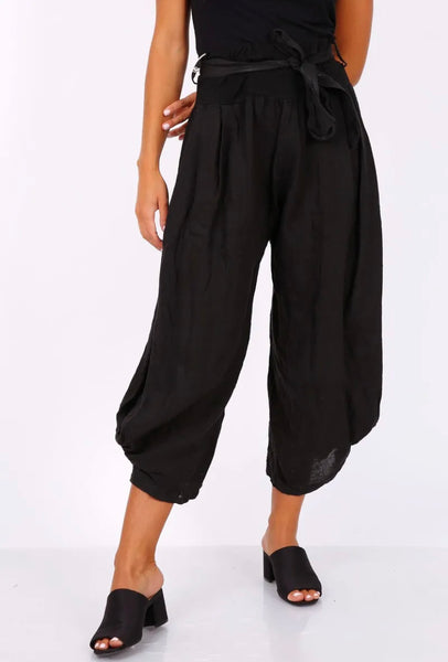 Belted Linen Pants - Italian