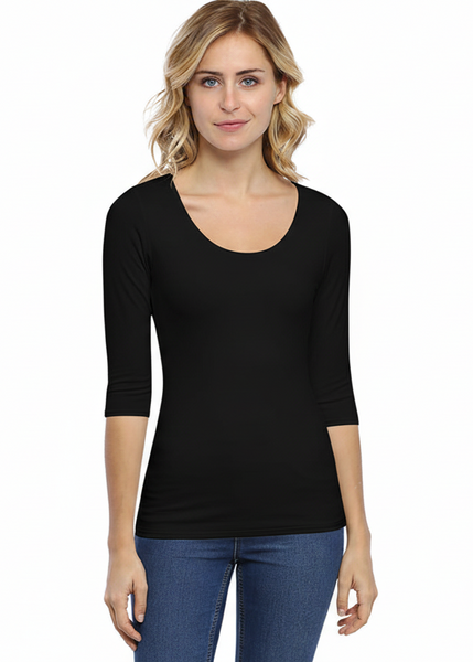 3/4 Sleeve Round Neck Top