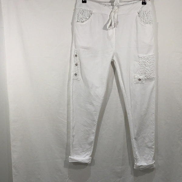 Lace Patch Pull-On Pants