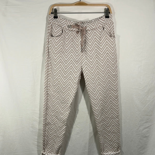 Herringbone Pull-On Pants - Italian