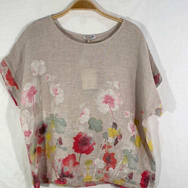 Floral Print Linen Top - Italian