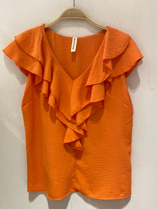 Short Sleeve Ruffled Top- Italian