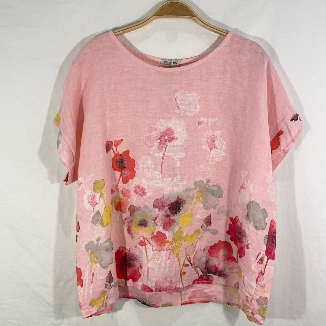 Floral Print Linen Top - Italian
