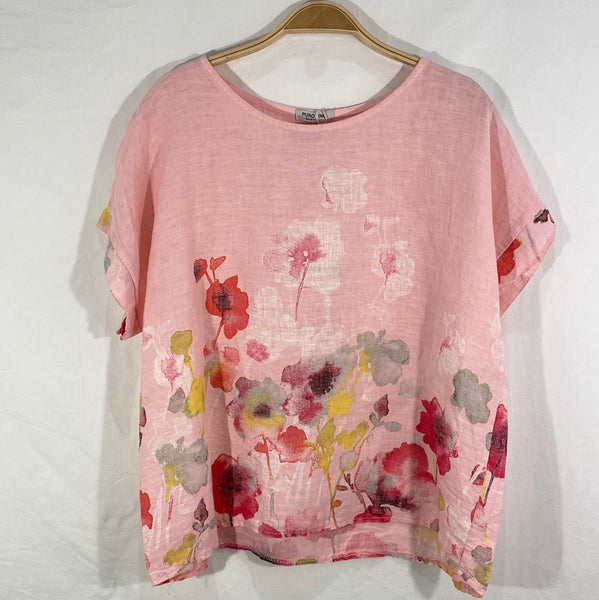 Floral Print Linen Top - Italian