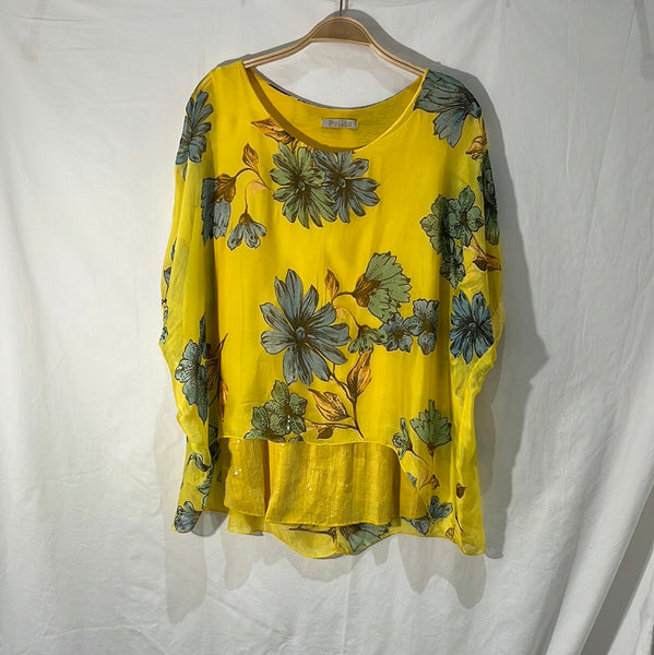 Floral Print Silk Poncho Blouse - Italian