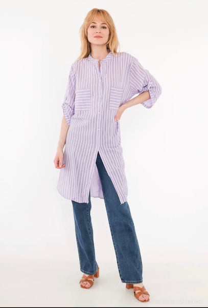 Stripe Cotton Tunic Dress - Italian