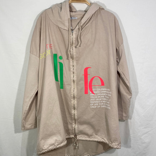 Cotton Zipper Front Hoodie - Italian