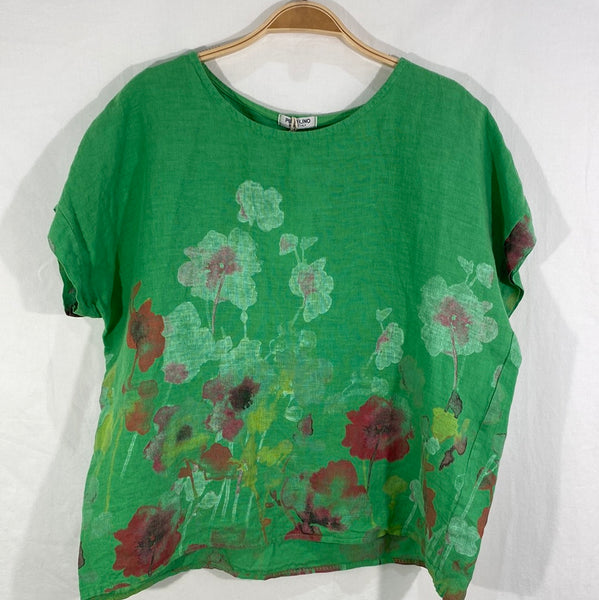 Floral Print Linen Top - Italian