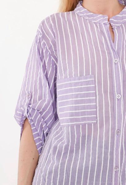 Stripe Cotton Tunic Dress - Italian