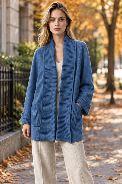 Open Front Cardigan in denim