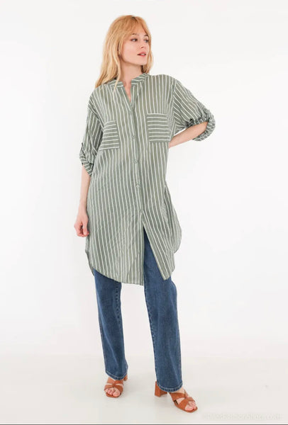 Stripe Cotton Tunic Dress - Italian