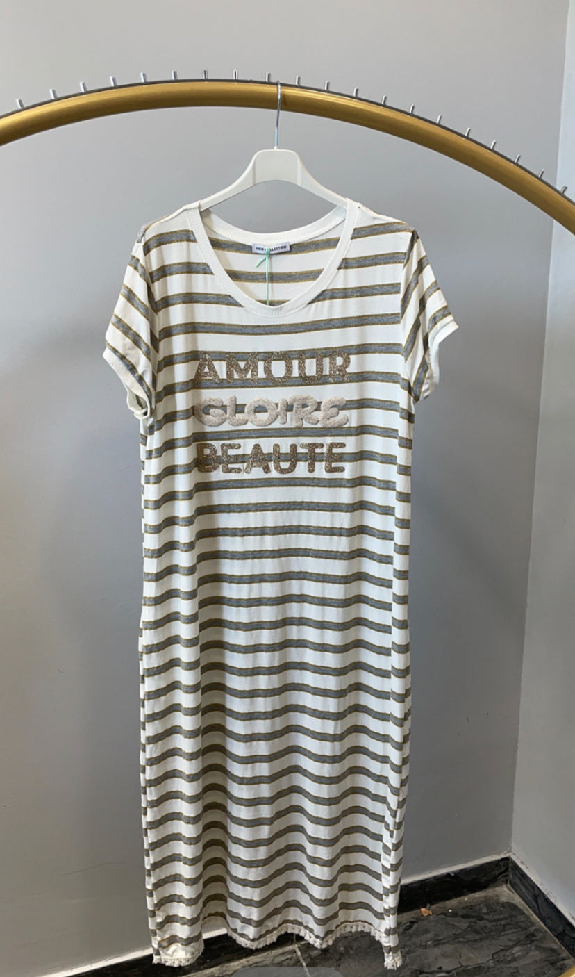 Short Sleeve Stripe Dress