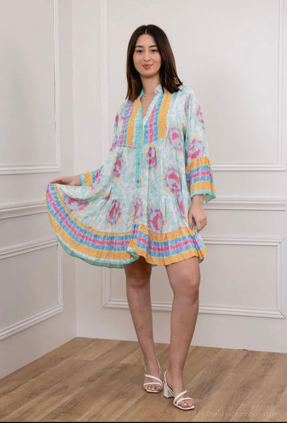 Long Sleeve Print Dress - Italian