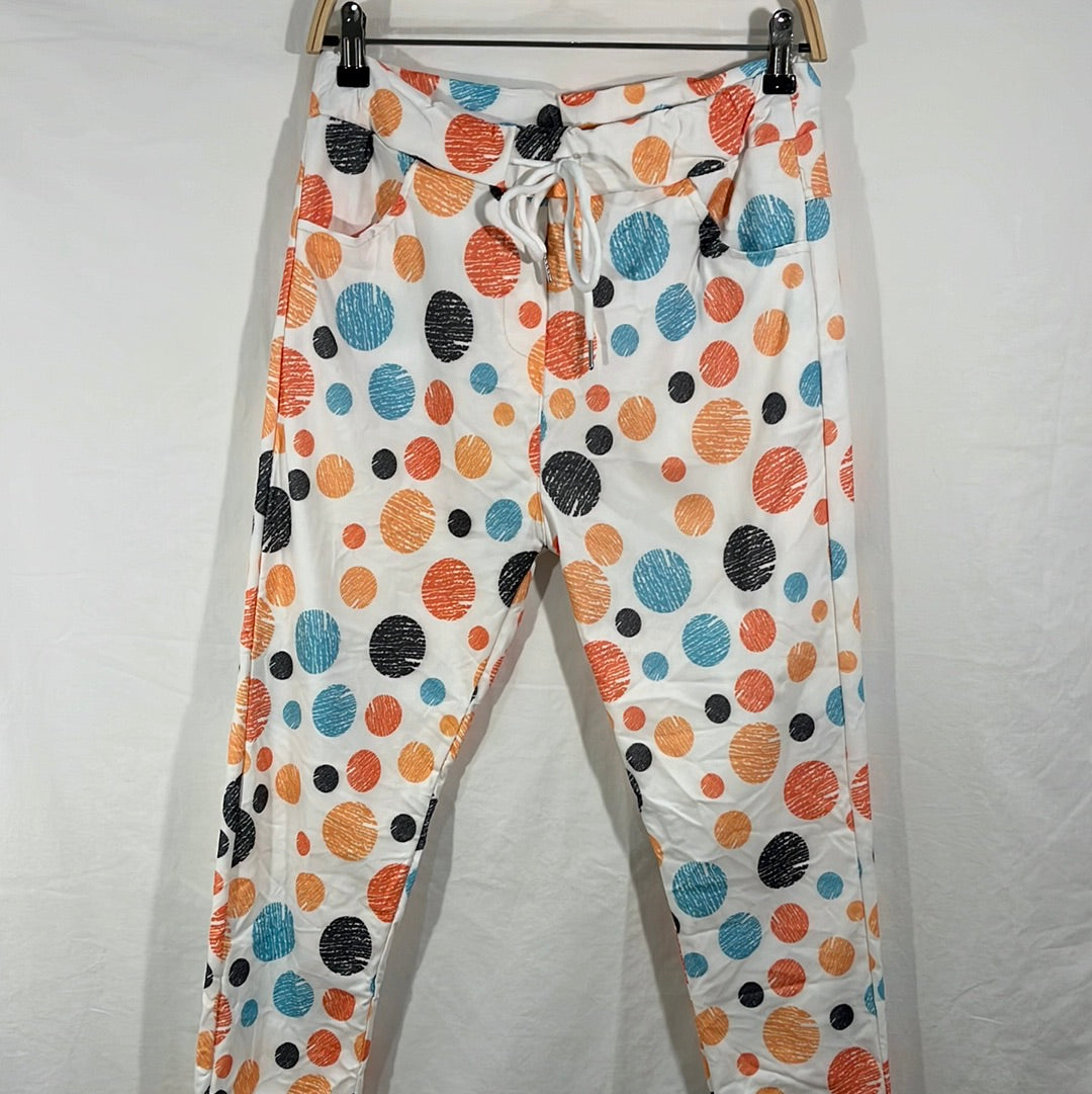 Circle Print Pull-On Pants - Italian