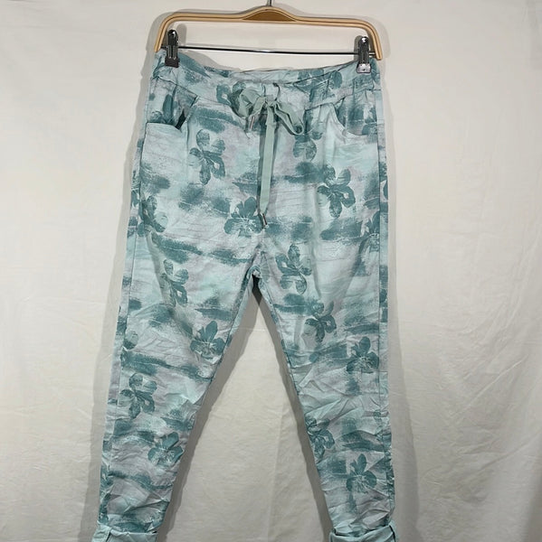 Floral Print Pull-On Pants - Italian