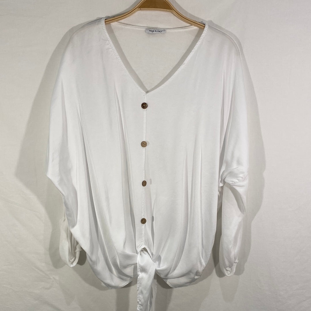 Long Sleeve Sateen Blouse - Italian