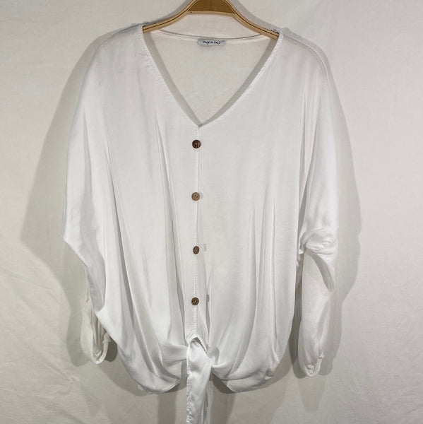 Long Sleeve Sateen Blouse - Italian